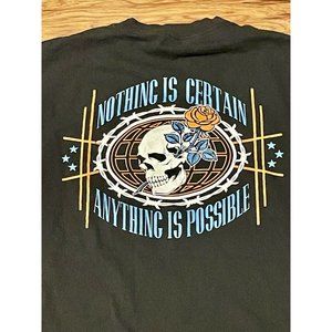Vintage Empyre Skull Rose T-Shirt Size Medium Nothing is Certain Skater Tee